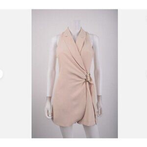 Zara Womens Wrap Blazer Dress Romper Jumpsuit S Beige Ivory 0387/174 NWT